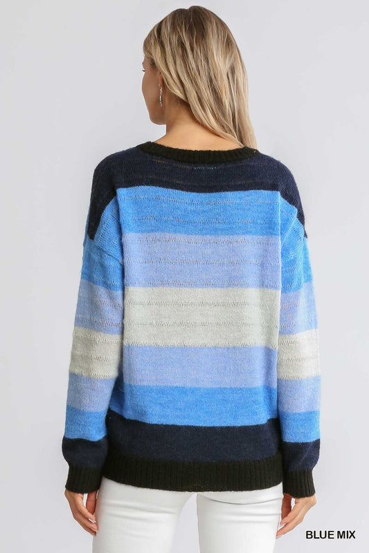 Blue Colorblock Sweater