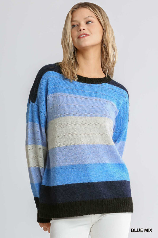 Blue Colorblock Sweater