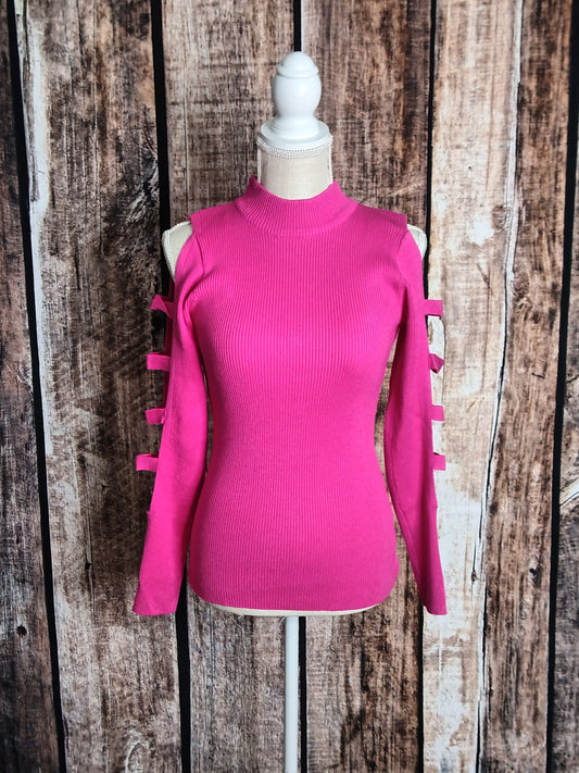 Hot Pink Cold Shoulder Top