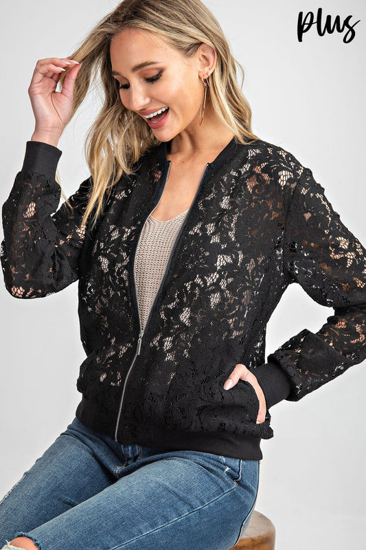 Lace Bomber Jacket