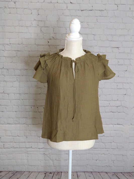 Ruffled woven top