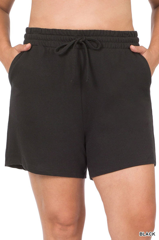 Black Drawstring Shorts Plus Size