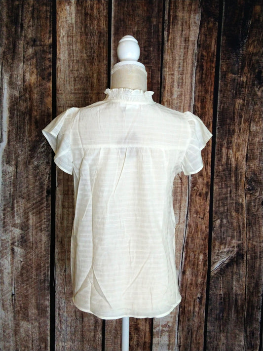 Ivory smocked neckline top